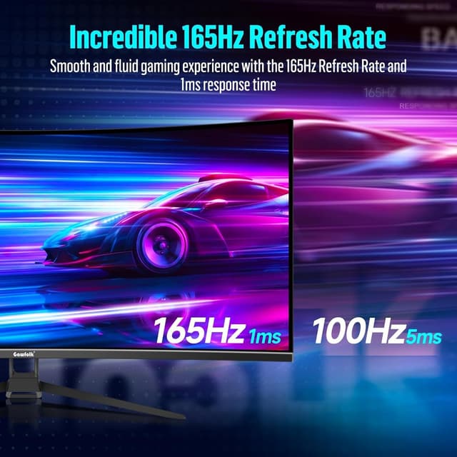 Detalle de Gawfolk Gaming Curved Monitor 34 Zoll (UWQHD 3440×1440, 165 Hz, 1500R, VA) mit DisplayPort/HDMI und VESA 75×75