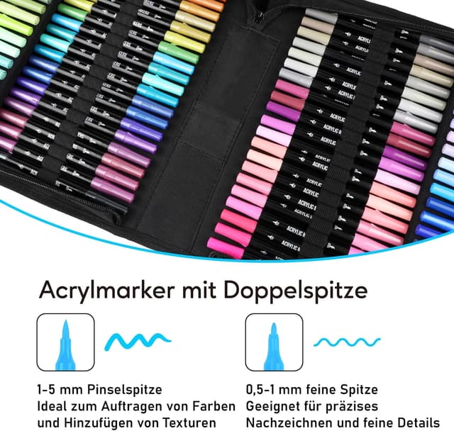 Detalle 2 de Pamaker 120 Farben Acrylstifte Set 🎨