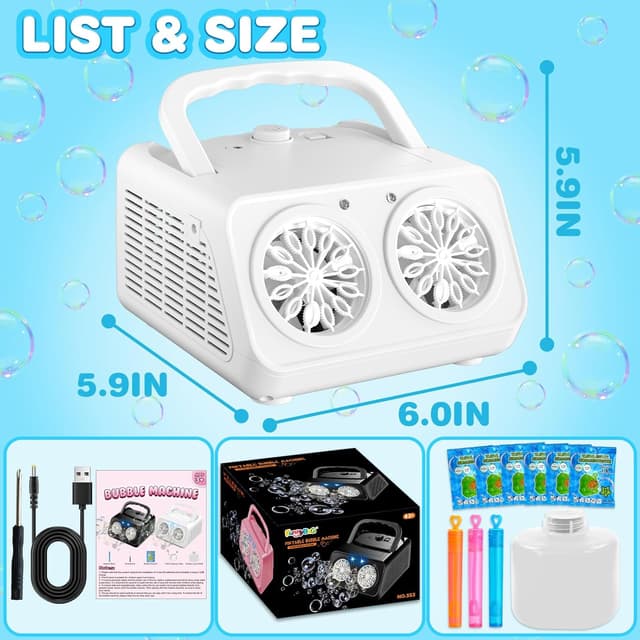 Detalle de Pigipigi Kids Macchina Bolle di Sapone automatica con 2 velocità (22.000+ bolle/min) per giochi da esterno