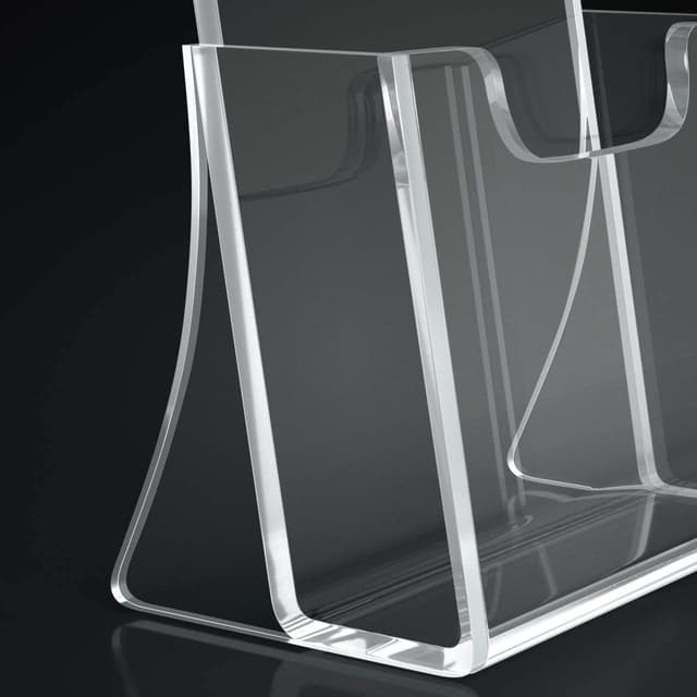 Detalle de HIIMIEI Acrylic Freestanding Brochure/Leaflet Holder (A5, Clear) – 2 Pack