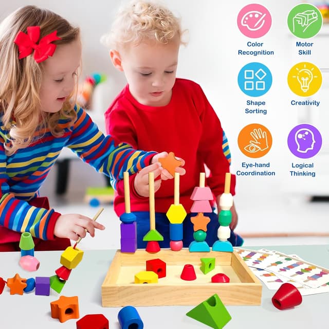 Thumbnail 5 de Chithor Jeux Montessori 3 en 1 Perles et Empilage 🎲