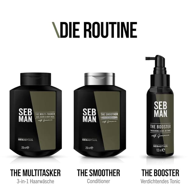 Detalle 2 de SEB MAN The Multitasker 3-in-1 Shampoo, Bartshampoo & Duschgel mit Guarana, Bergamotte & rosa Pfeffer – 250 ml