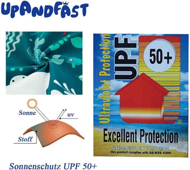 Detalle de upandfast Baby Jungen Badeanzug mit Sonnenhut UPF 50+ (langarm) und Reißverschluss