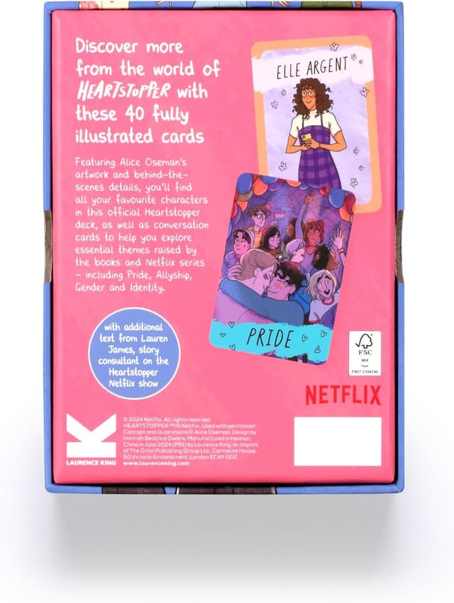 Detalle 2 de Laurence King Heartstopper Official Fan Cards: mazzo di carte illustrate con personaggi e temi di Pride, identità e amicizia