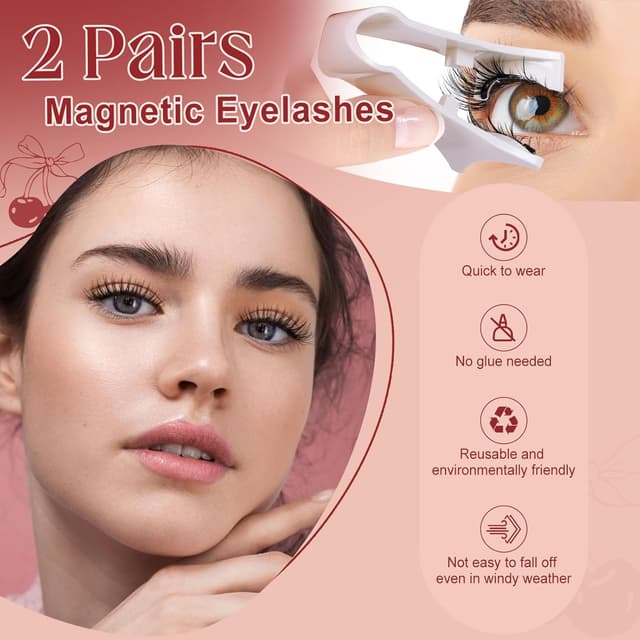 Detalle 2 de Higu Clace Magnetic Eyelashes with Applicator (G03) — No-Glue Reusable Magnet Lashes for a Natural Look
