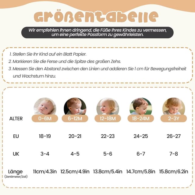 Detalle de HMIYA Weiche Leder-Krabbelschuhe & Lauflernschuhe mit Wildledersohle für Babys (0–24 Monate)