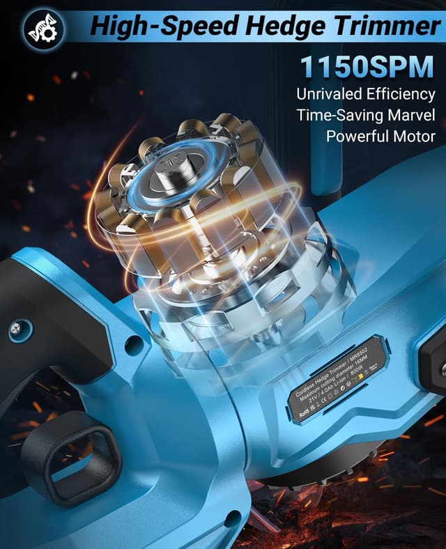 Detalle de LEEKIKOO Tagliasiepi a batteria con lama doppia 51 cm e batteria 4,0Ah, regolazione 180°