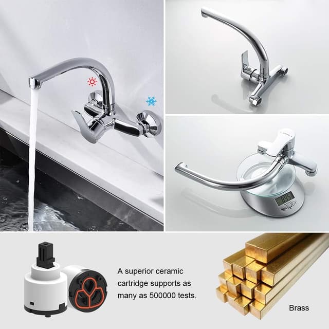 Detalle 2 de Ibergrif M16357 Grifería de Cocina de Pared 🚰 Cromo