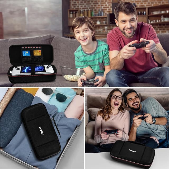 Thumbnail 6 de ivoler Tasche für ASUS ROG Ally X / ROG Ally / Nintendo Switch 2 – harte Schale, 7 Gamekarten, Hartschalen-Tragetasche (schwarz)