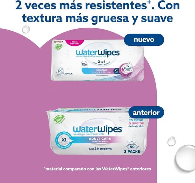 Detalle de WaterWipes Sensitive+ Toallitas Higiene Corporal e Íntima