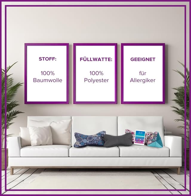 Detalle de Leseknochen Nackenkissen Koala Mint – handgefertigte Nackenrolle zum Lesen, Entspannen & Waschen