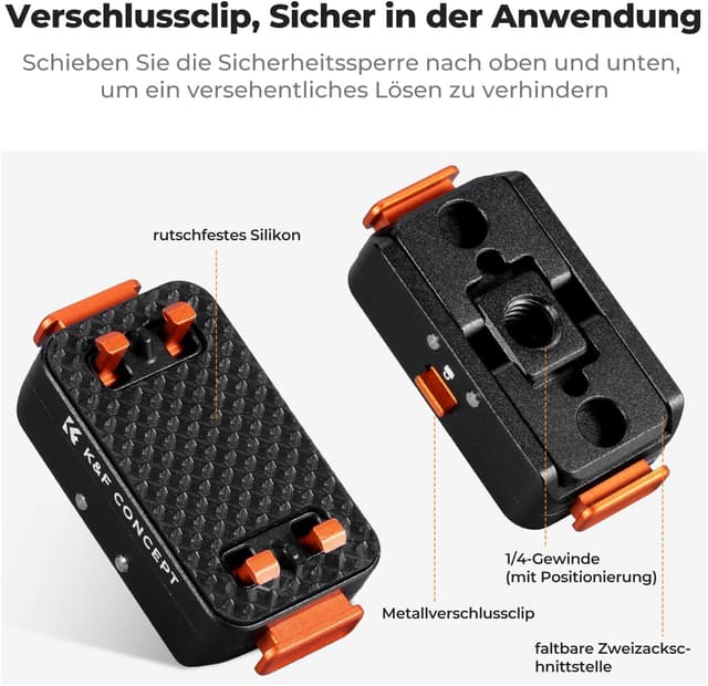 Detalle de K&F CONCEPT magnetischer Schnellwechseladapterhalter für Insta360 X5 mit 1/4"-Schraubgewinde