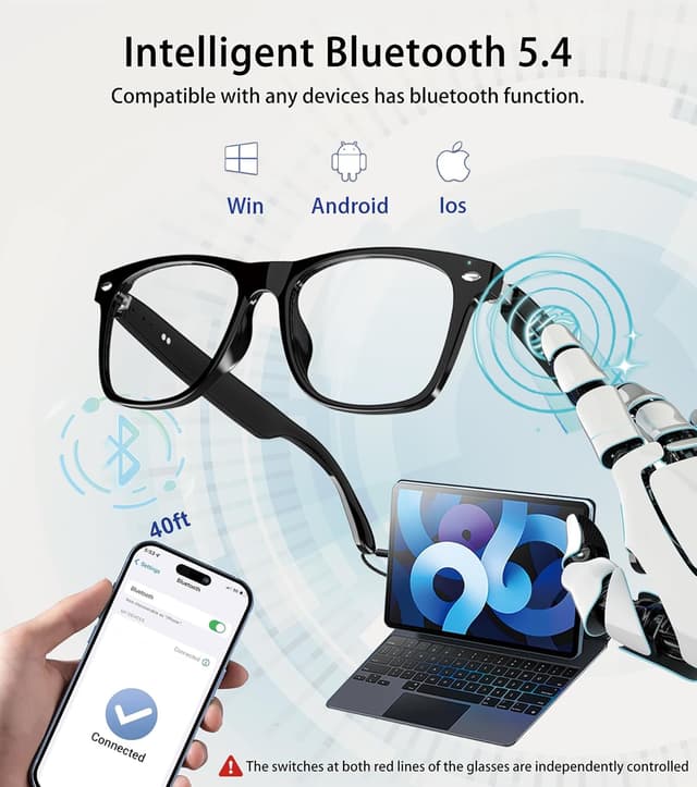 Thumbnail 2 de BLESSOURCE Smart Glasses Open‑Ear Bluetooth
