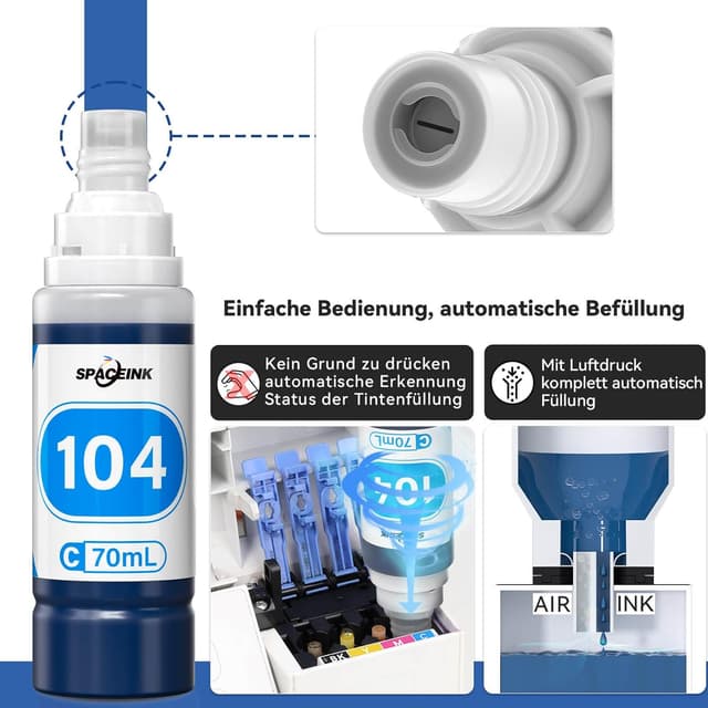 Thumbnail 5 de Tinte 104 Multipack kompatibel für Epson 2x140 ml Schwarz