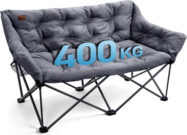 Detalle de EVER ADVANCED Campingstuhl faltbar 145 cm breit: 2-Sitzer Campingsofa mit hoher Lehne, bis 400 kg belastbar