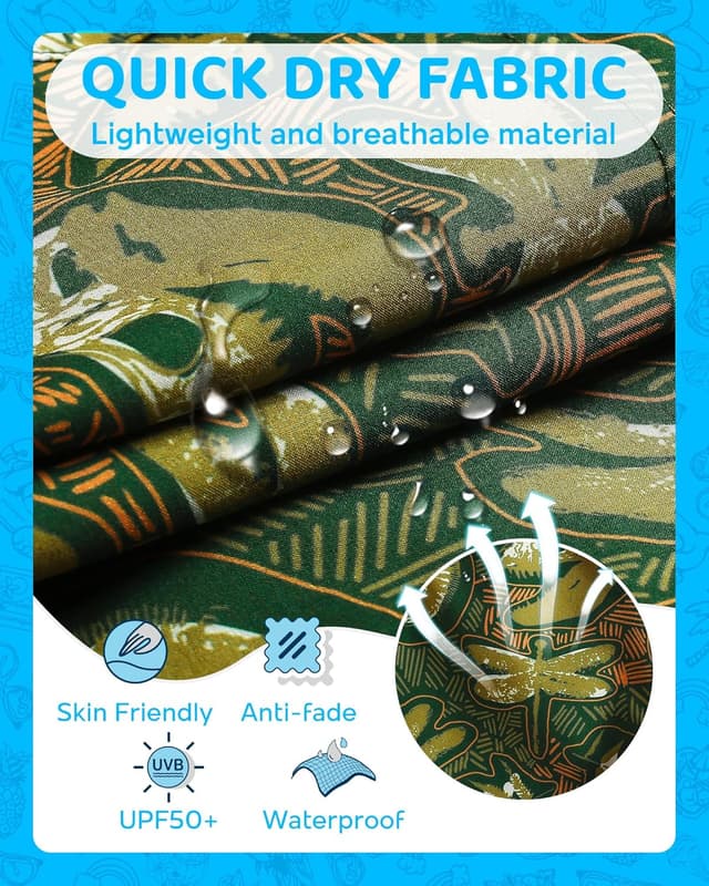 Detalle de MaaMgic Jungen-Badehose Badeshorts Kinder (2-in-1) – schnelltrocknend mit Kompressions-Innenhose & Taschen