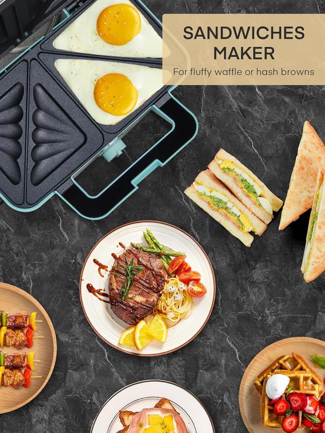 Thumbnail 7 de Sandwichera 3 en 1 Azul 1200W con Control y Placas Antiadherentes 🥪