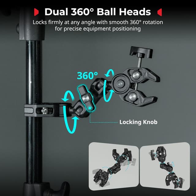 Detalle de SMALLRIG Dual Head Super Clamp 5453 : pince super puissante à double tête (jusqu’à 2 kg)