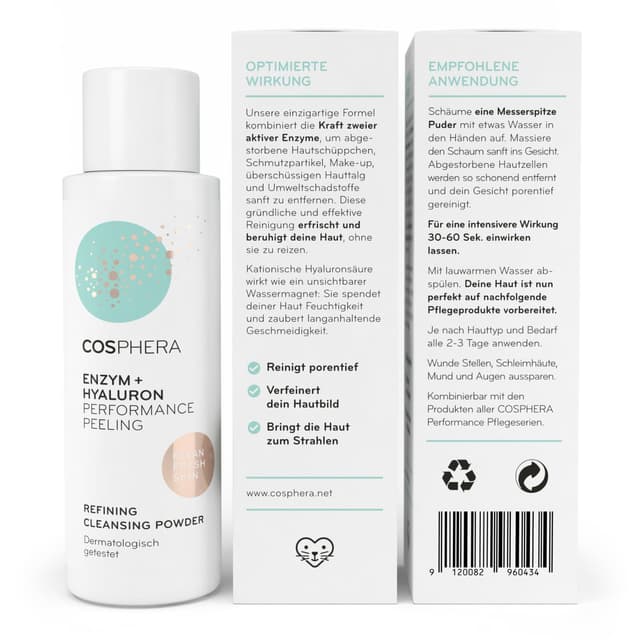 Detalle de Enzym Peeling Gesicht mit Hyaluron (100% vegan, Enzym Powder) – sanfte Porenreinigung für glatte Haut