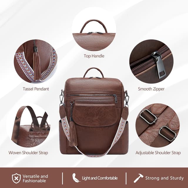 Detalle de SUCIKORIO Petit sac à dos cuir femme vintage 2 en 1