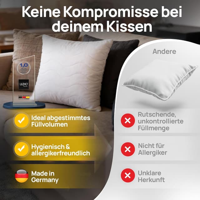 Thumbnail 6 de LILENO HOME Kopfkissen 40x40 im 2er-Set – 95 °C waschbar, Öko-Tex & Made in DE