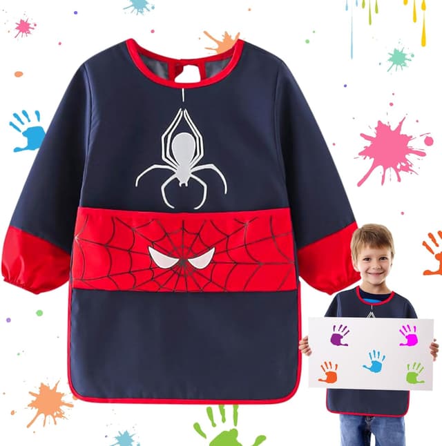 Detalle de Grembiule da pittura per bambini 3-7 anni impermeabile con maniche lunghe e regolabile