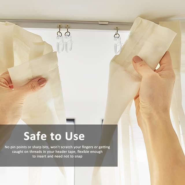 Detalle de JIADEXIN Gardinenhaken Set (100 Stück) – transparente Überklipshaken mit 6-mm-Öse für Vorhangstangen