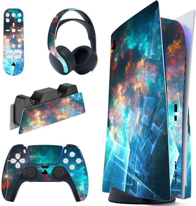 Detalle de playvital Galaxy Rift Full Set Skin Decal for PS5 Disc Edition (console, controllers & accessories)