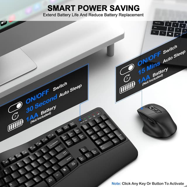 Thumbnail 5 de Wireless Keyboard and Mouse Combo 2.4G Ergonomic