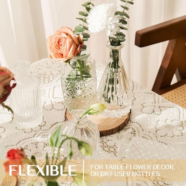 Detalle de Anquephd Glass Bud Vase Set (32PCS) for Wedding Centerpieces, Mini Clear Flower Vases