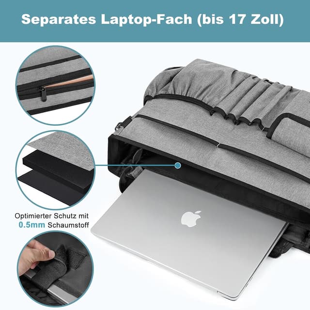 Detalle de Eurhomewit Autositz Organizer Vordersitz 2-in-1 mit Laptopfach (15–17") & Rücksitz-Organizer, Grau