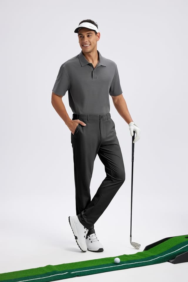 Detalle de Lightweight Quick-Dry Anti-Slip Mens Golf Pants with 4 Pockets (Stretch Casual Slacks)