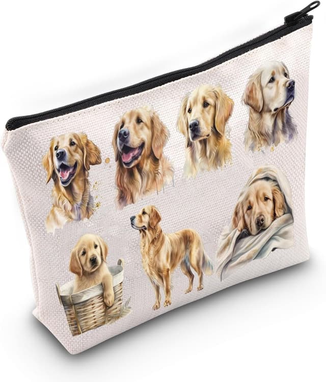 Detalle de LEVLO Golden Retriever Cosmetic Bag (23cm x 17cm) – Mom Travel Pouch gift