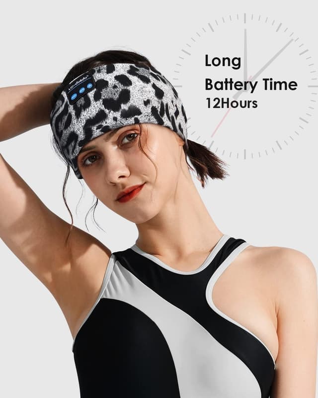 Detalle 2 de LC-dolida Sleep Headphones Headband (Bluetooth 5.4) with Microphone, USB-C Wireless Sleep Mask & Sports Headband 3-in-1