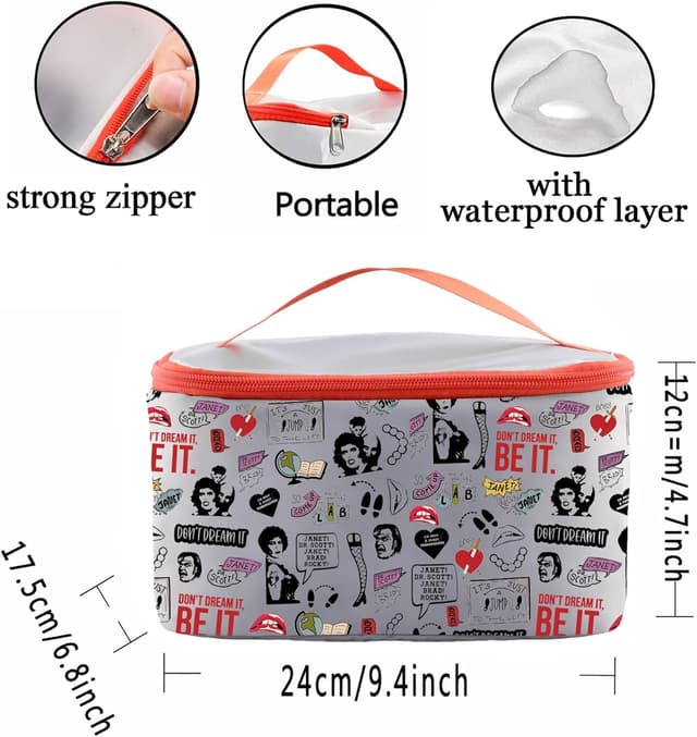Detalle de PXTIDY Rocky Horror Characters Cosmetic Case – portable makeup bag with zip for everyday travel