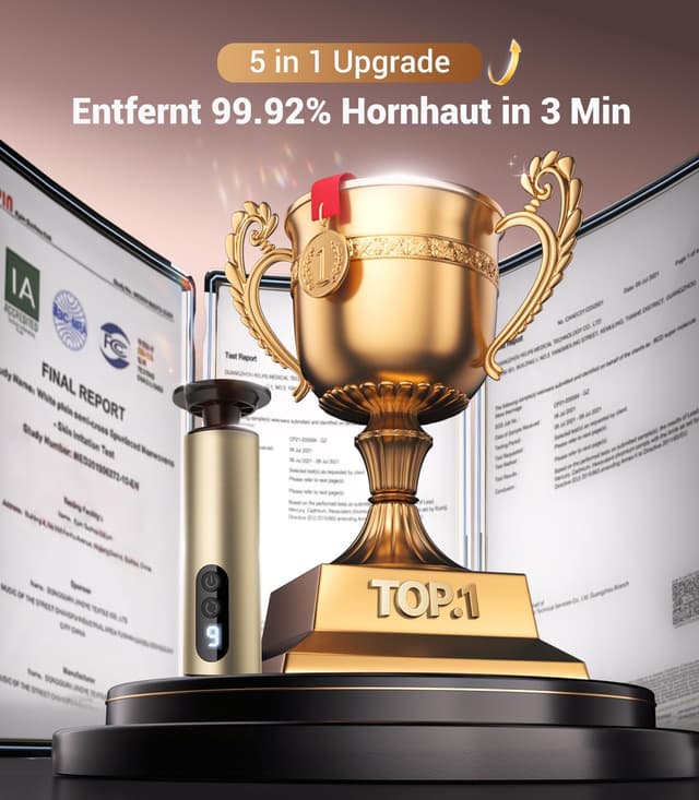 Detalle 2 de LOZLTX elektrischer Hornhautentferner für Füße mit Sensortechnik und 9 Stufen (Gold)