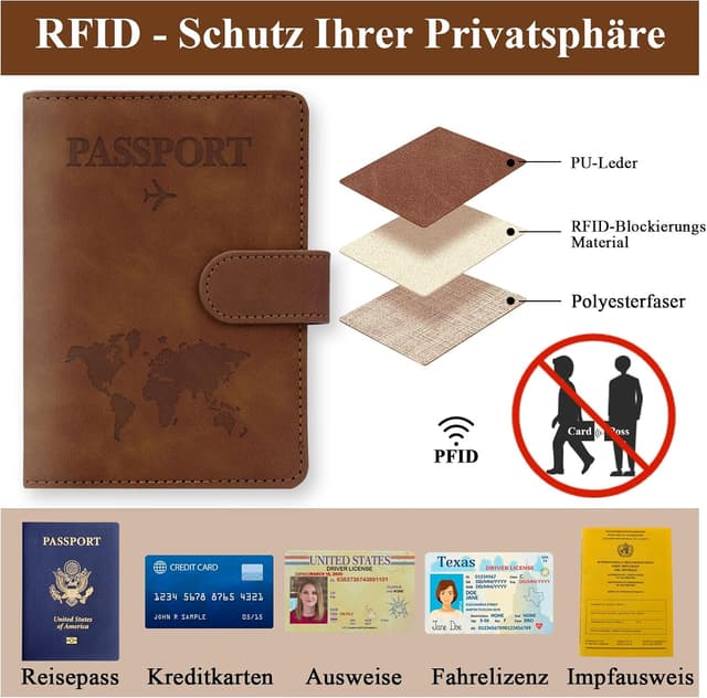 Detalle de GADITIEK Reisepasshülle mit Kofferanhänger