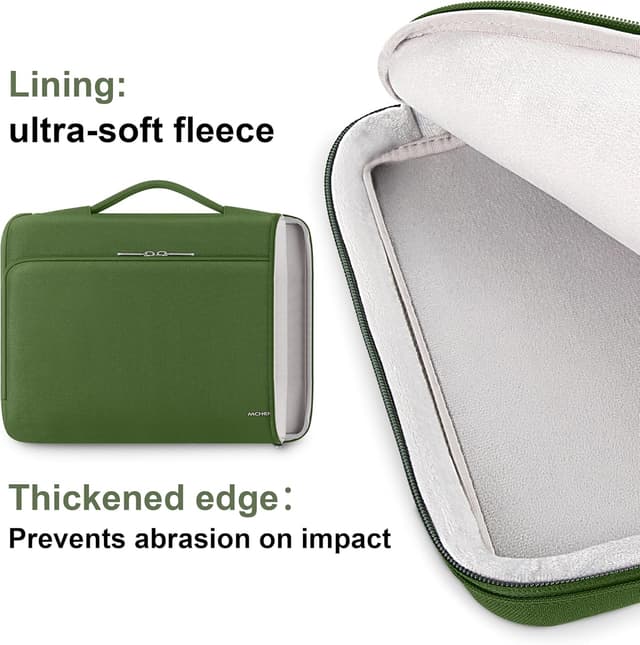 Detalle de MCHENG Laptoptasche für 14 Zoll mit Rundum-Schutz, ausziehbarem Tragegriff und wasserabweisendem Material (grün)