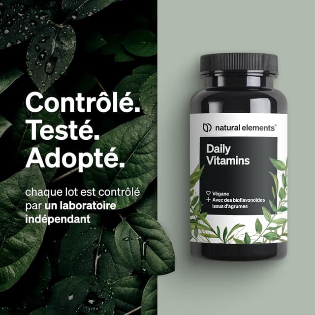 Detalle de Daily Vitamins – 120 gélules multivitamines A à K (végane)
