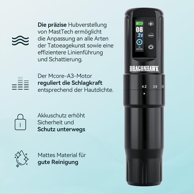 Detalle 2 de Dragonhawk Tattoo Maschine Kit 1500mAh
