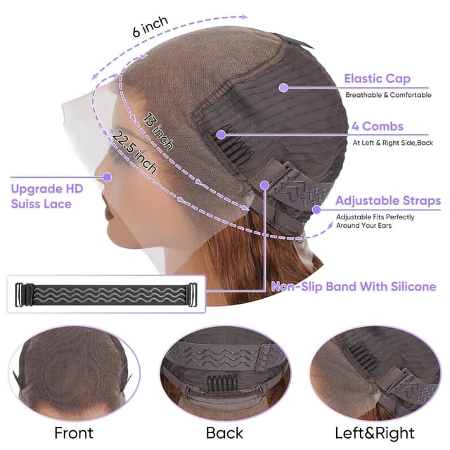 Thumbnail 4 de SFTNMEH 30 Inch Chocolate Brown Lace Front Wig with 200 Density