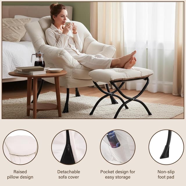 Thumbnail 2 de Welnow Lazy Chair with Ottoman 400 lb capacity