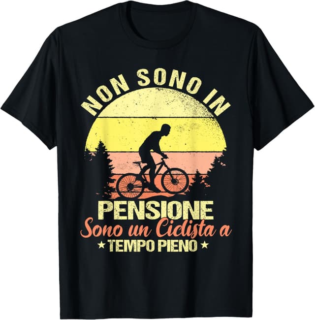Detalle de T-shirt “Non sono in pensione sono un ciclista a tempo pieno” uomo