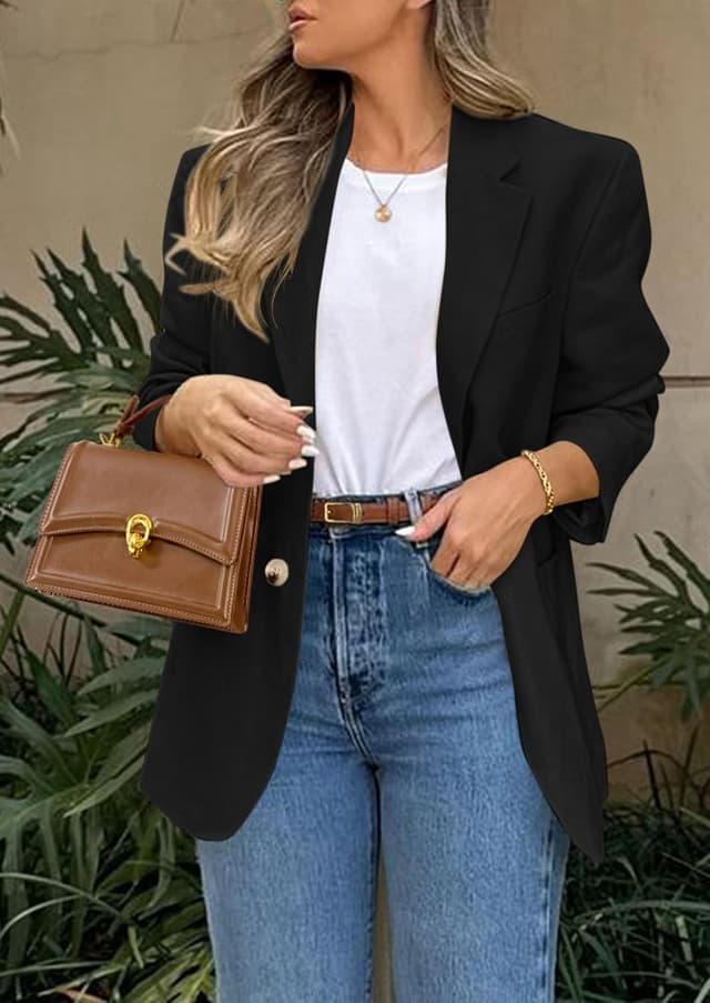 Detalle de PRETTYGARDEN 2026 Women’s Business-Casual Blazer Jacket (Long Sleeve, Open Front)