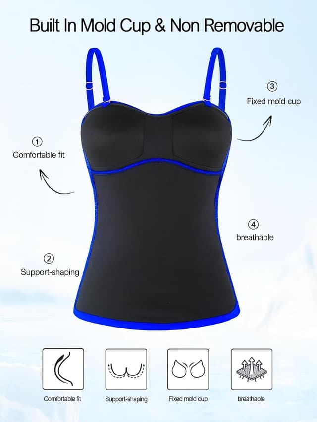 Detalle de Ocean Blues Women’s Twist Bandeau Swimsuit Top with Ruched Tummy Control (tankini top only)