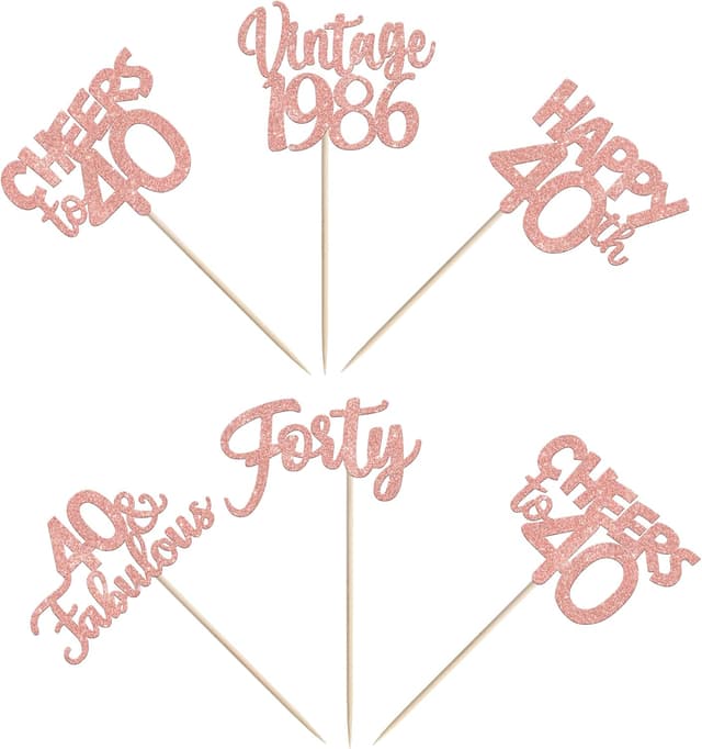 Detalle de Cupcake Toppers Glitzer Vintage 40