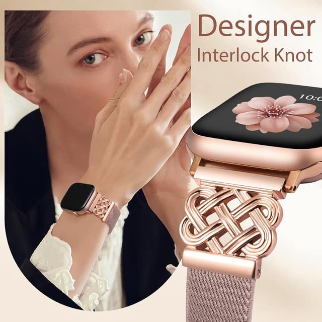 Detalle 2 de Minyee Magnetic Stretchy Band for Apple Watch (38/40/41/42/44/45/46/49mm) with Celtic Knot Nylon Strap