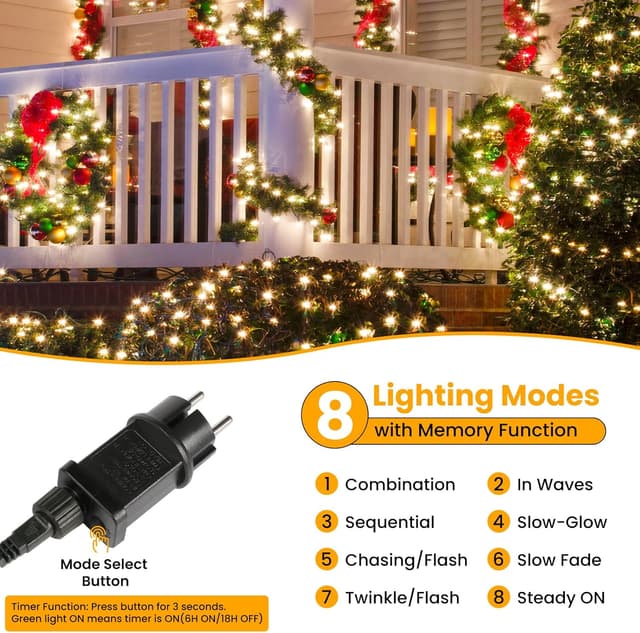 Thumbnail 2 de POIFL Luces Navidad 20 metros 200 LED blanco cálido