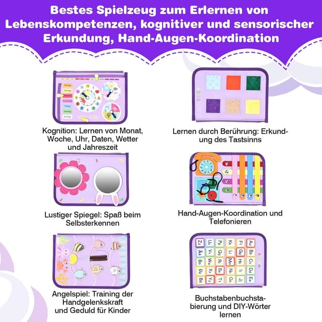 Detalle 2 de JHkim Montessori Busy Board ab 1 Jahr