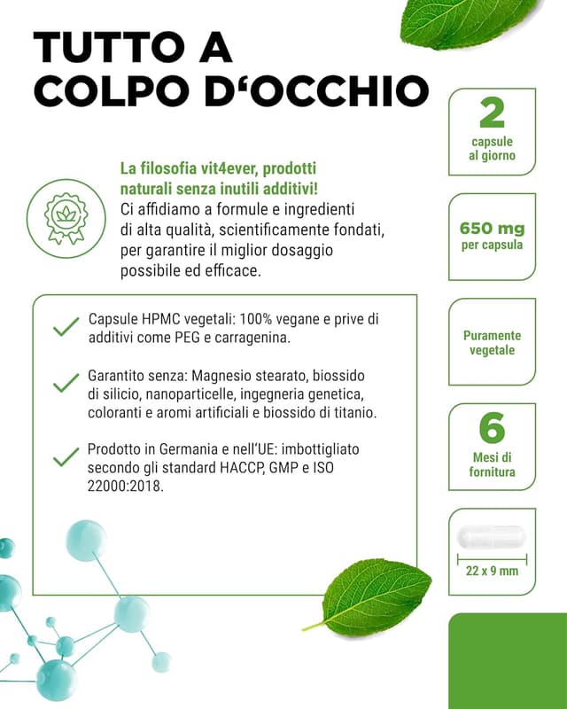 Detalle 2 de L-Tirosina 365 capsule vegane dose extra elevata (1.300 mg per dose giornaliera)